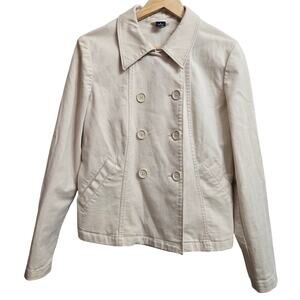 GAP Women Vintage Y2K Classic Preppy Fisherman Double Breasted Peacoat Khaki 12